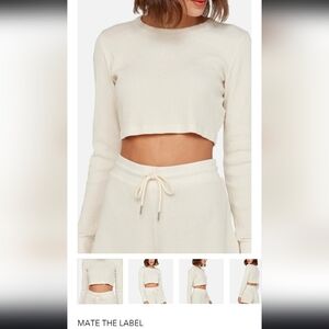 MATE the Label Bone Thermal Boxy Crop Top Long Sleeve Medium